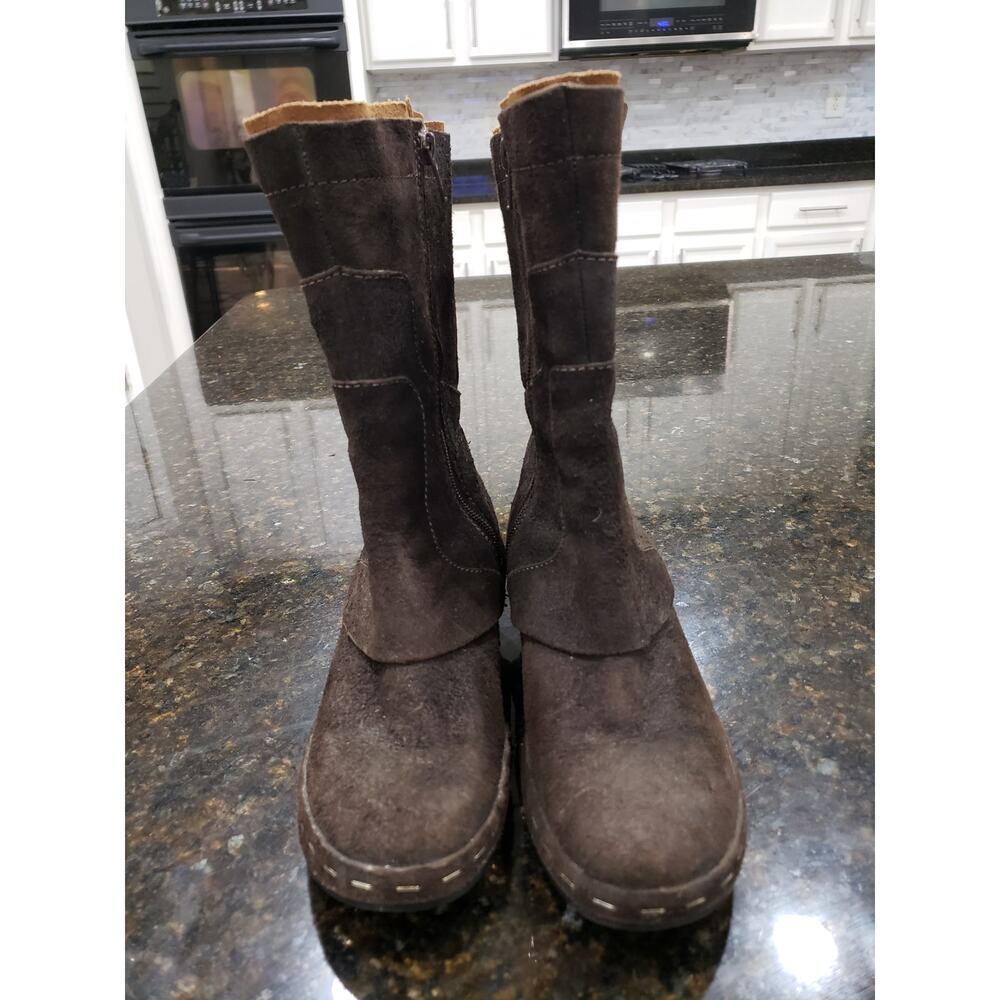 Espresso Merrell Ankle Boots Women's 6 Brown Suede Leather Round Toe Side Zipper